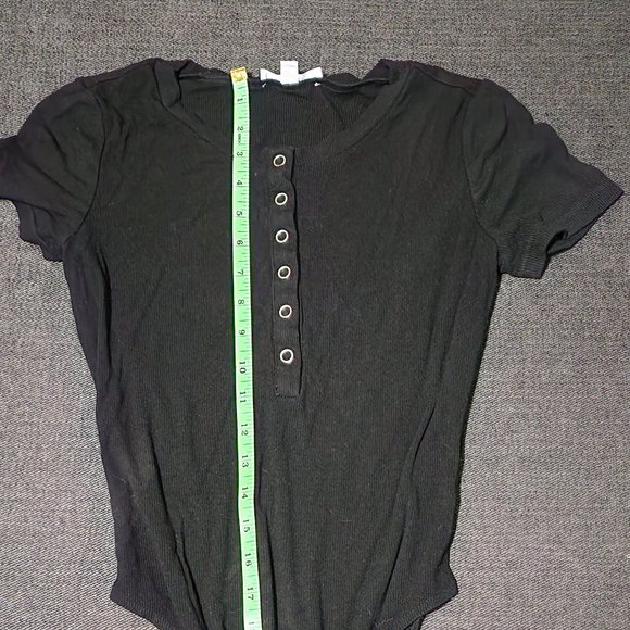 black, full button bodysuit - Picture 1 of 3